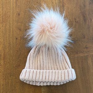 Cozy Pink Knit Pom-Pom Beanie for baby